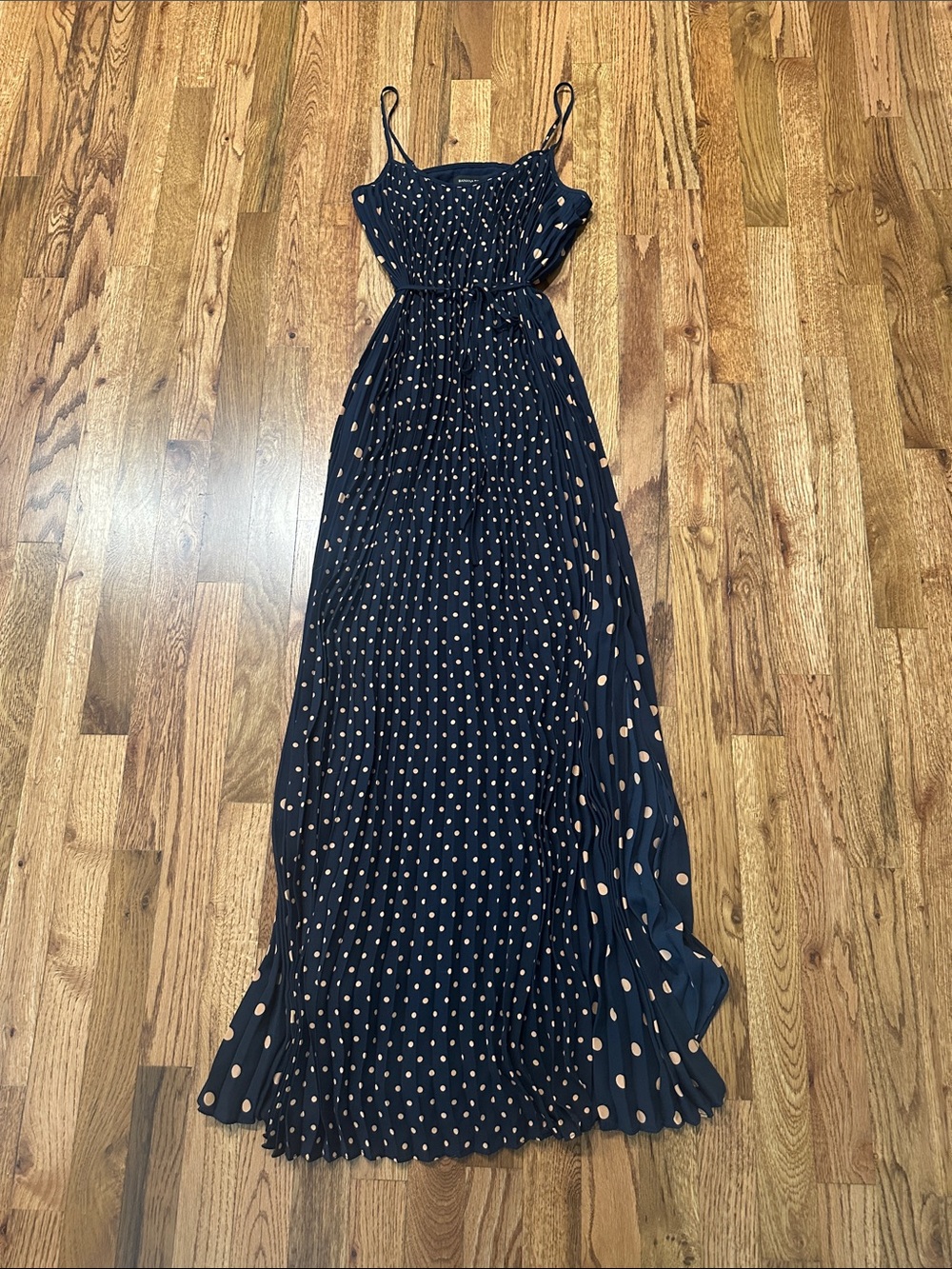 Banana Republic Navy and Light Tan Polka Dot Maxi Dress